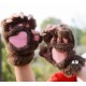 Women Girls Fluffy Plush Bear Cat Paw Fingerless Gloves  Paw Glove Winter Warm Mittens
