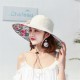 Women Summer Travel Wide Brim Visor Hat UV Protection Printing Sunshade Hat