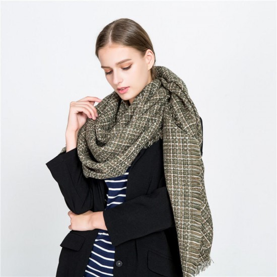 140CM Winter Warm Scarf For Women Plaid Neck Large Scarf Wrap Shawl