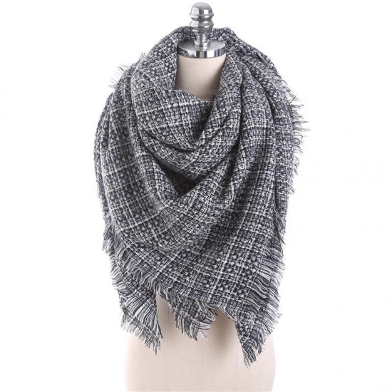 140CM Winter Warm Scarf For Women Plaid Neck Large Scarf Wrap Shawl