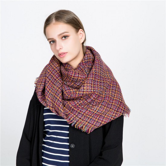 140CM Winter Warm Scarf For Women Plaid Neck Large Scarf Wrap Shawl