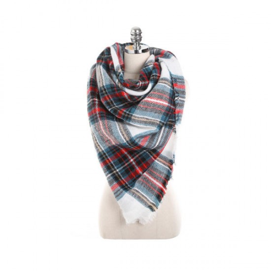 140CM Women Autumn Plaid Blanket Scarf Wraps Casual Warm Soft Scarves