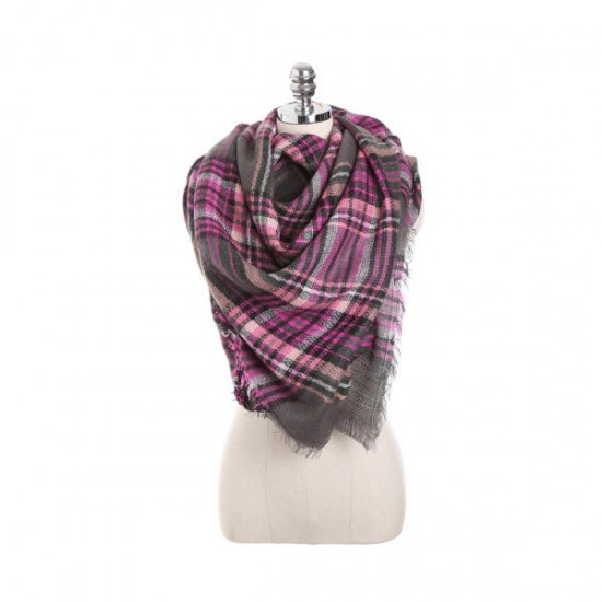 140CM Women Autumn Plaid Blanket Scarf Wraps Casual Warm Soft Scarves