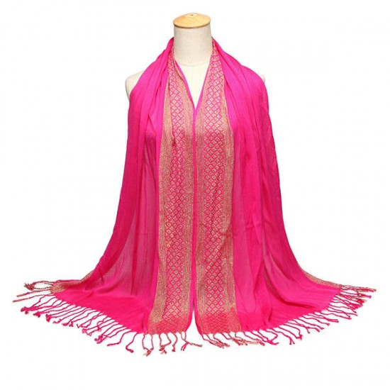 180*60CM Women Ladies Glitter Shine Cotton Blend Tassel Scarf Stole Shawl Wrap Shimmer Scarves