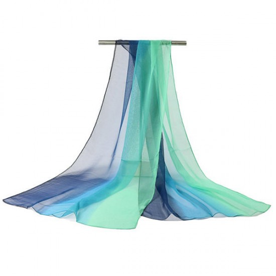 Women Gradient Color Soft Chiffon Scarves Shawls Casual Outdoor Sunshade Beach Scarf