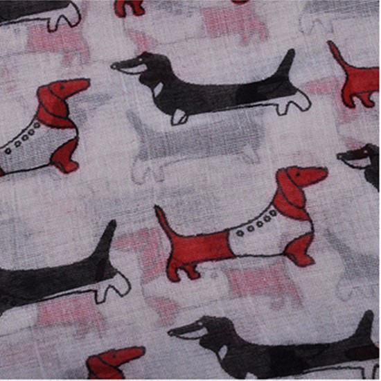 Women Ladies Animal Cute Dog Print Voile Scarf Paris Yarn Long Shawl Wrap Pashmina Scarves