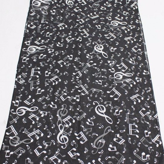 Women Ladies Musical Note Printed Chiffon Scarf Shawl Wrap