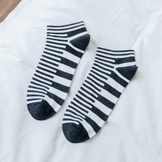 Men Winter Warm Cotton Striped Low Cut Socks Outdoor Deodorization Durable Ankle Sock