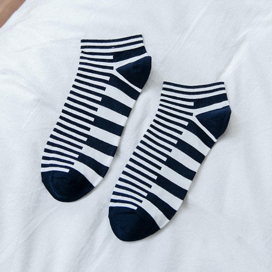 Men Winter Warm Cotton Striped Low Cut Socks Outdoor Deodorization Durable Ankle Sock