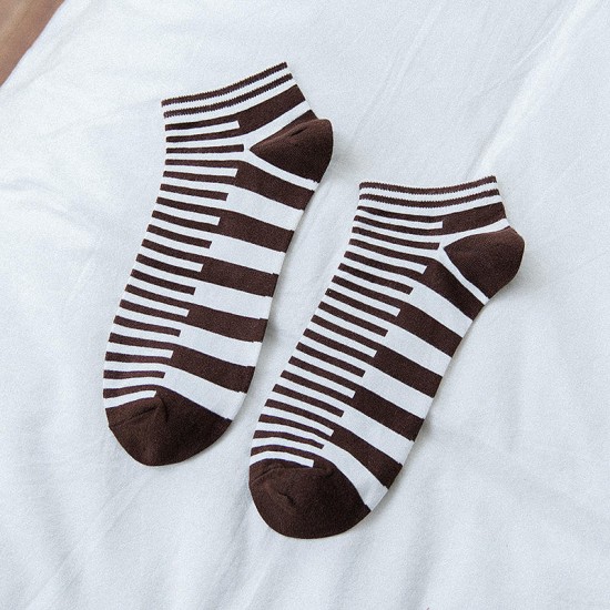 Men Winter Warm Cotton Striped Low Cut Socks Outdoor Deodorization Durable Ankle Sock