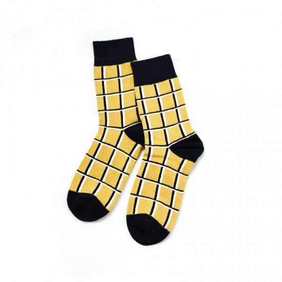 Men Women Outdoor Fashion Plaid Socks Middle Tube Socks