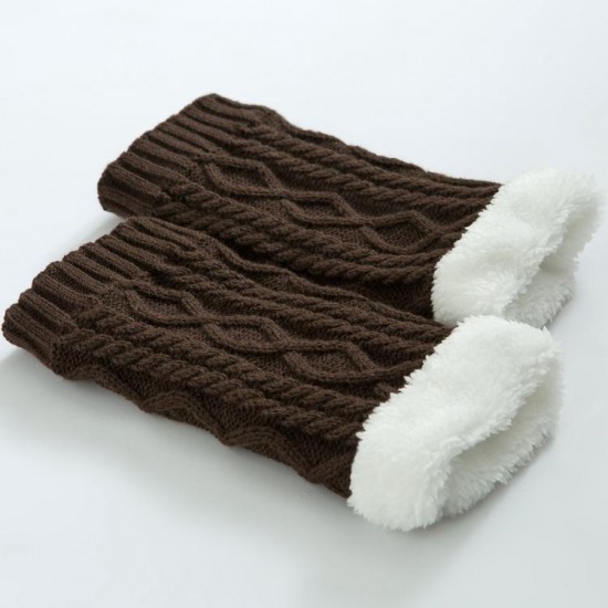 Unisex Winter Plus Velvet Knitting Knee Ankle Calf Warmer Pads Wool Warm Boots Deco Skirt Tube Socks