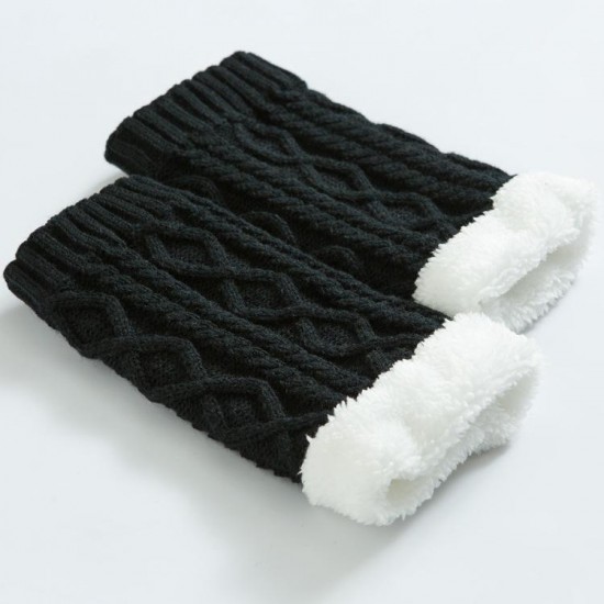 Unisex Winter Plus Velvet Knitting Knee Ankle Calf Warmer Pads Wool Warm Boots Deco Skirt Tube Socks