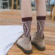 Winter Ladies Retro Thick Line Middle-Tube Sock Jacquard Plaid Stripes Casual Outdoor Ethnic Socks