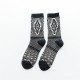 Winter Ladies Retro Thick Line Middle-Tube Sock Jacquard Plaid Stripes Casual Outdoor Ethnic Socks