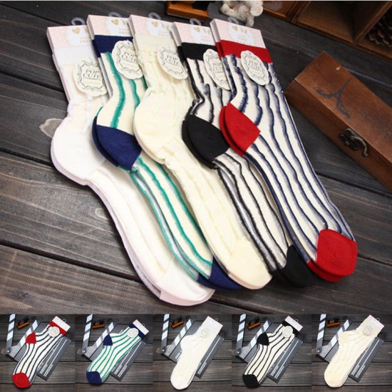 Women Ankle Low Cut Yarn Transparent Socks Crystal Striped Floral Short Pantyhose