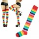 Women Comfortable Beautiful Soft Casual Over Knee Socks Rainbow Thigh Long Striped Stockings