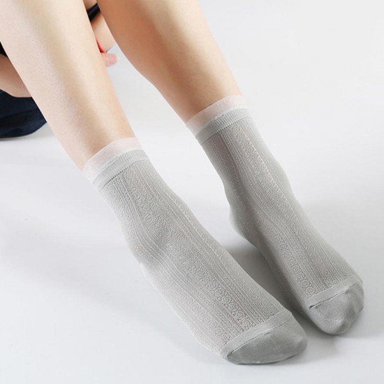 Women Crystal Hollow Out Breathable Low Cut Sock Ultra-Thin Mesh Boat Socks