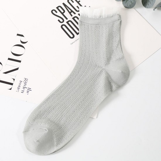 Women Crystal Hollow Out Breathable Low Cut Sock Ultra-Thin Mesh Boat Socks