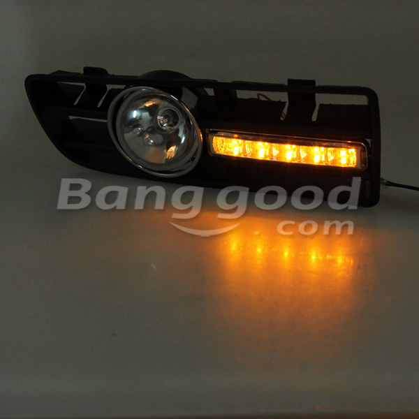 Bumper-Grille-Grill-Driving-LED-Fog-Lights-For-97-06-VW-GOLF-4-MK4-IV-61018