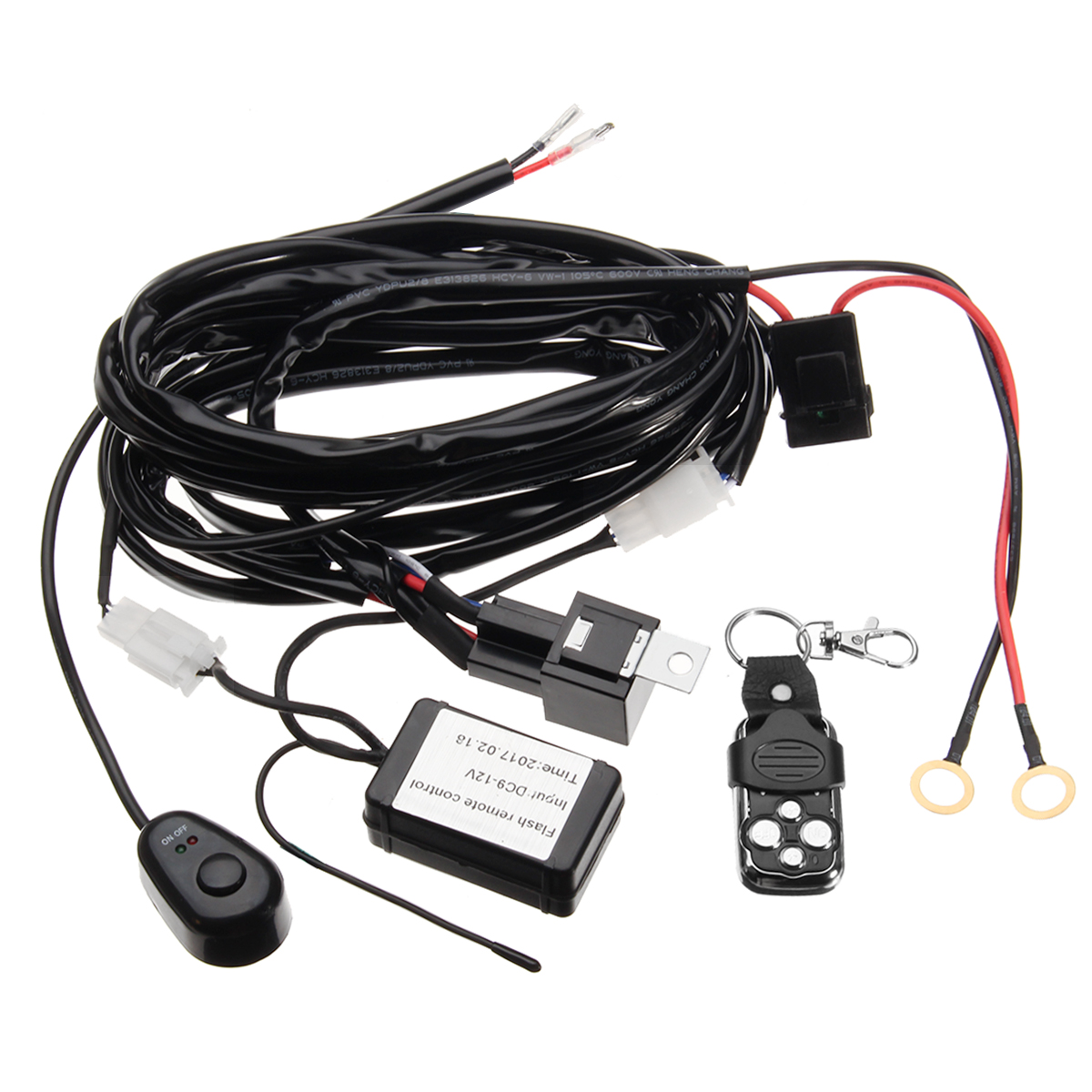 12V-Wiring-Kit-With-Wireless-Remote-Control-Transmitter-For-LED-Light-Bar-ATV-SUV-2Lead-1374206
