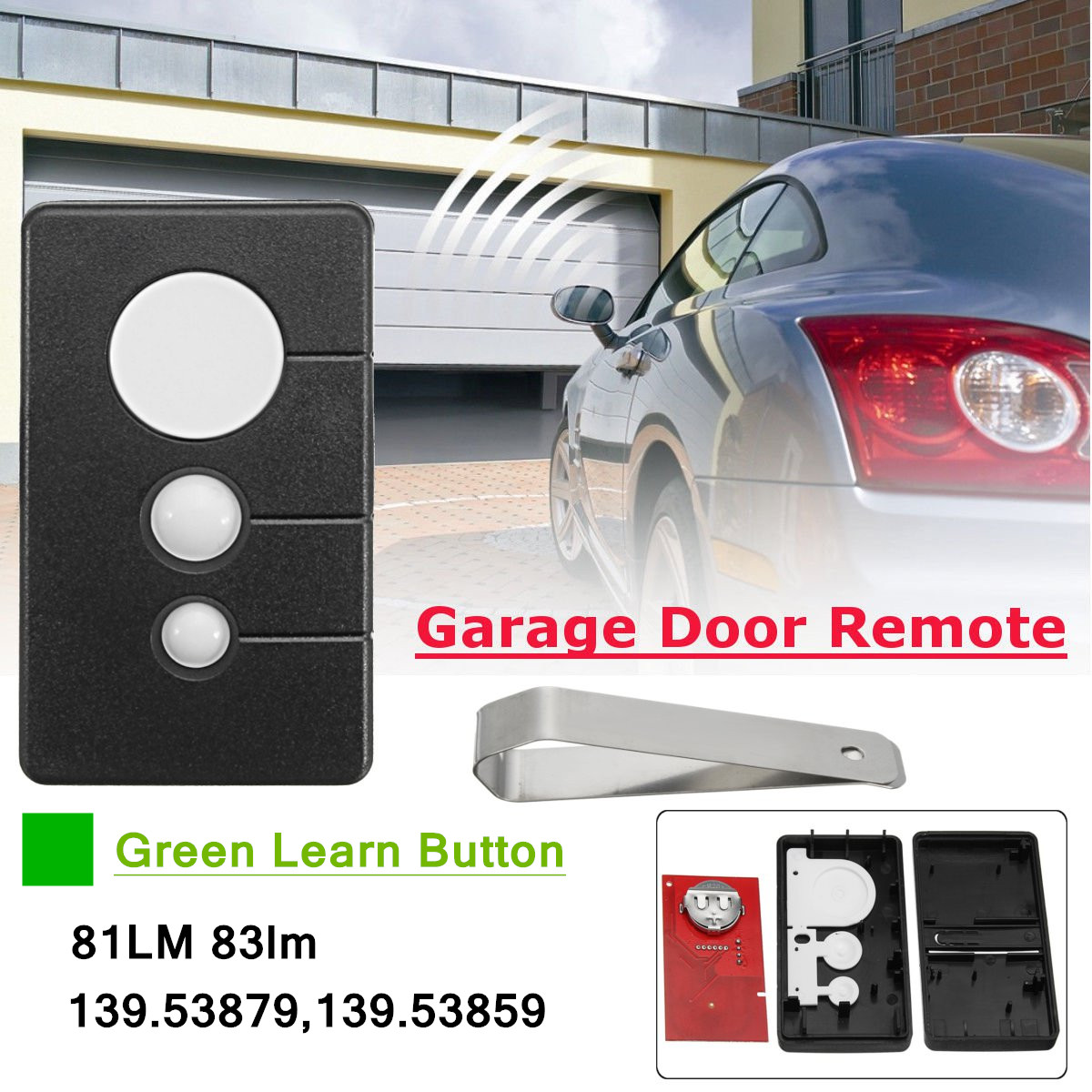390MHz-Garage-Gate-Multi-Remote-Control-W-Green-Learn-Buttons-for-Sears-LiftMaster-1290527