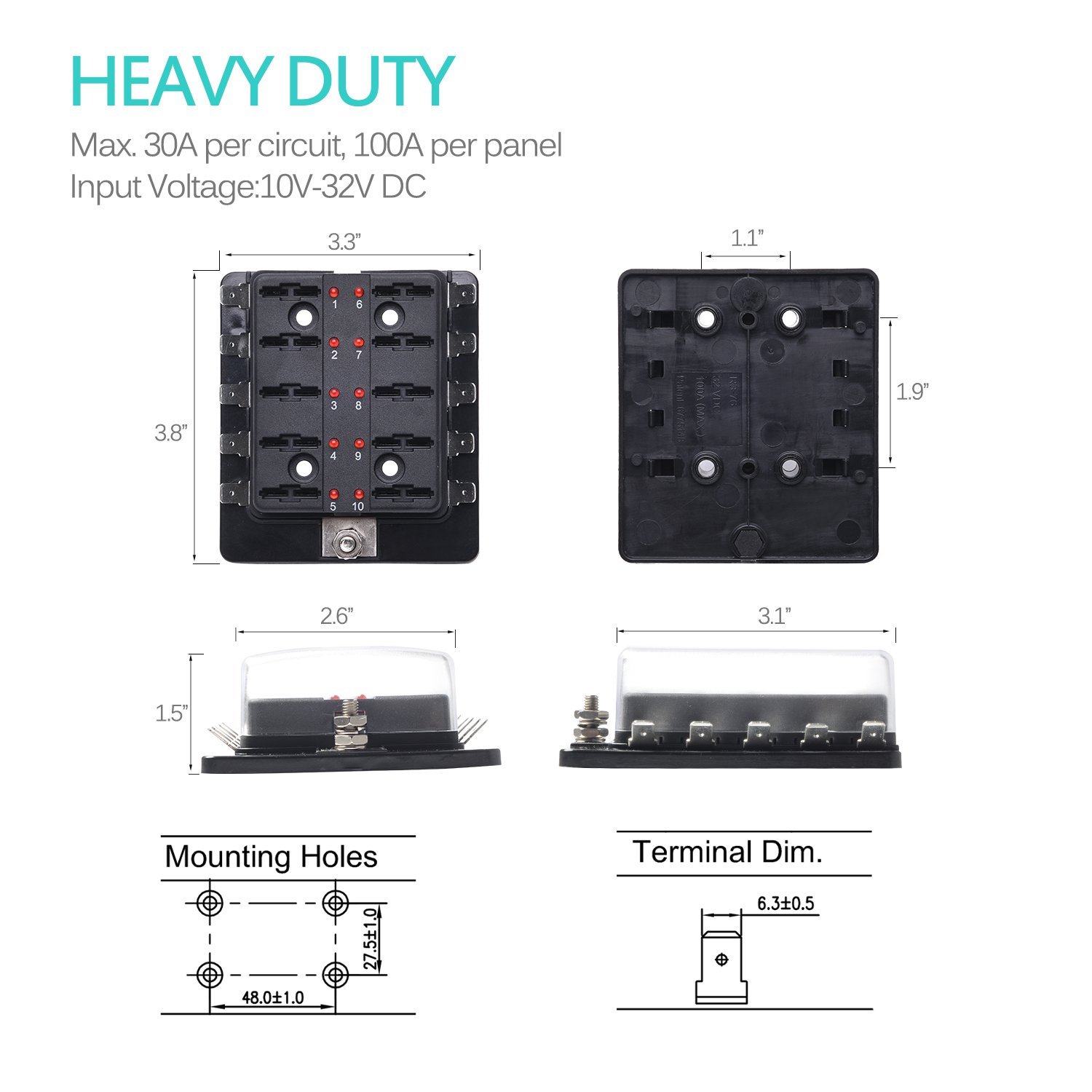 10-Way-Blade-Fuse-Holder-Box-32V-LED-Illuminated-Automotive-Fuse-Block-1221019