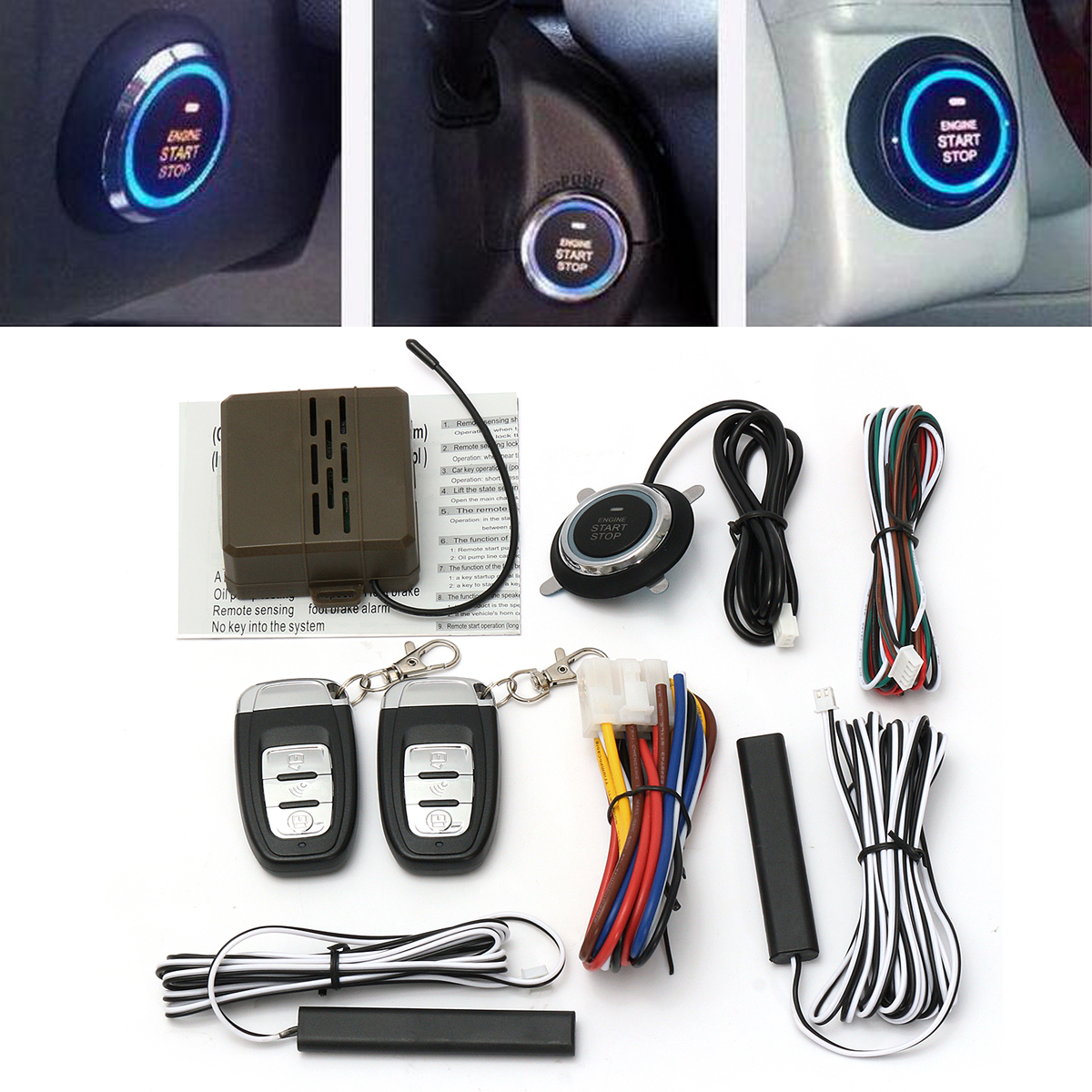 8Pcs-Car-Alarm-Start-Engine-System-PKE-Keyless-Entry-Remote-Start-amp-Push-Button-1124567