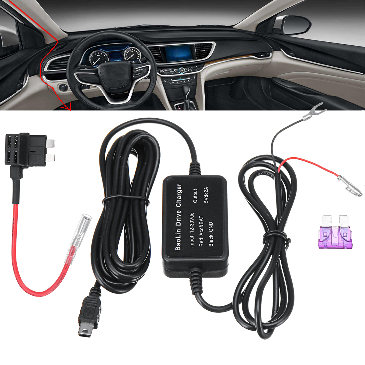 12V-24V-Driving-Recorder-Harness-For-Nextbases-Car-Camera-Hard-Wire-Kit-Car-DVR-1392011