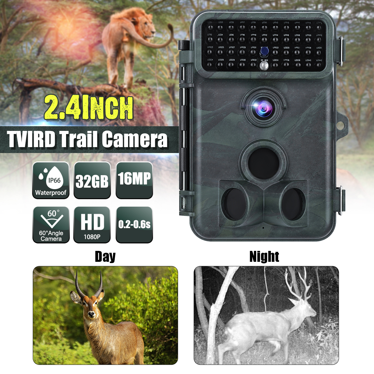 24-Inch-16MP-1080P-PIR-Sensor-Waterproof-Trail-Camera-No-Flash-Night-Vision-Wildlife-Hunting-Camera-1349903