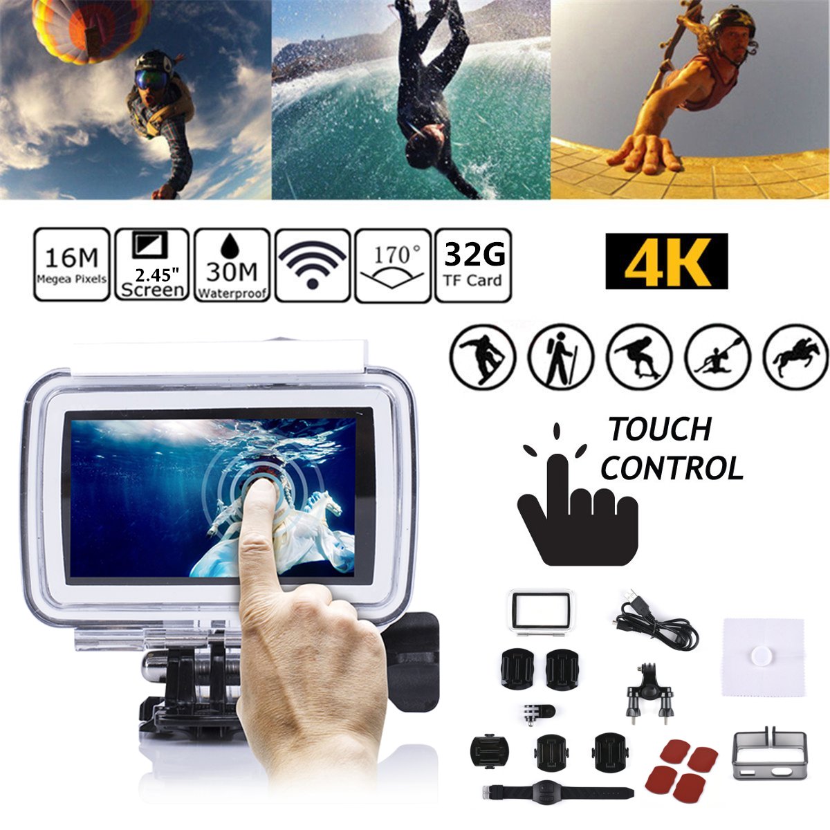 245-Inch-4K-WIFI-Touch-Screen-Waterproof-and-Anti-Shake-Running-Sport-Camera-1348793