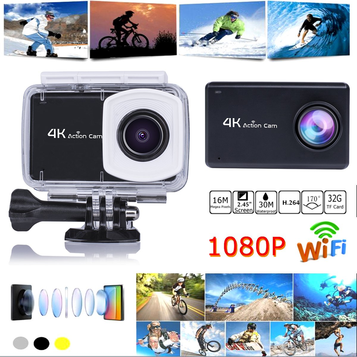 245-Inch-4K-WIFI-Touch-Screen-Waterproof-and-Anti-Shake-Running-Sport-Camera-1348793