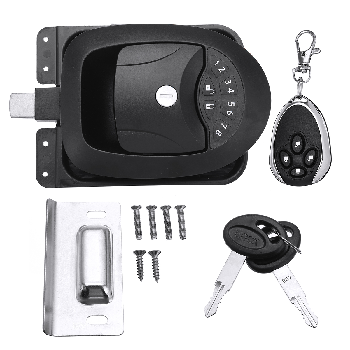 Car-Keyless-Entry-System-Door-Lock-Latch-Handle-Knob-Deadbolt-RV-Camper-Trailer-Black-1385783