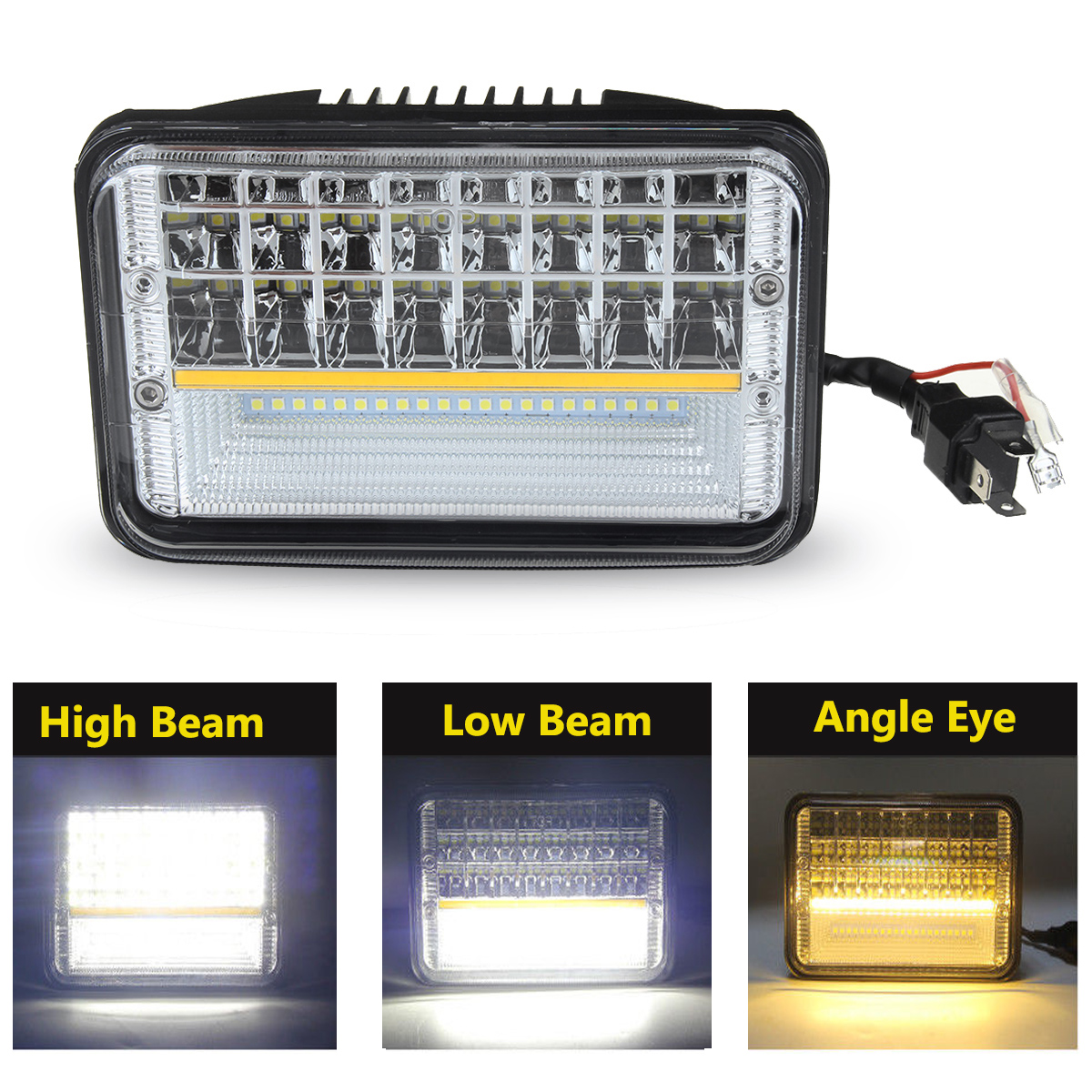 1PCS-4quotx6quot-H4-10V-30V-45W-6000K-High-Low-Beam-LED-Headlights-DRL-for-OFF-Road-Tractor-Truck-1302196