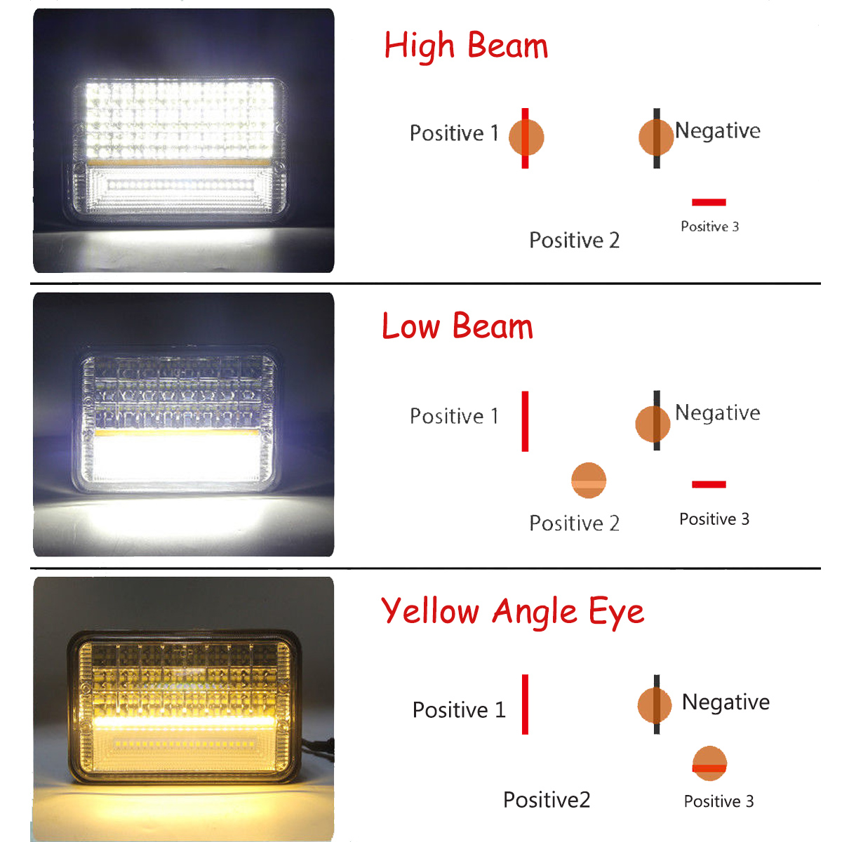 1PCS-4quotx6quot-H4-10V-30V-45W-6000K-High-Low-Beam-LED-Headlights-DRL-for-OFF-Road-Tractor-Truck-1302196