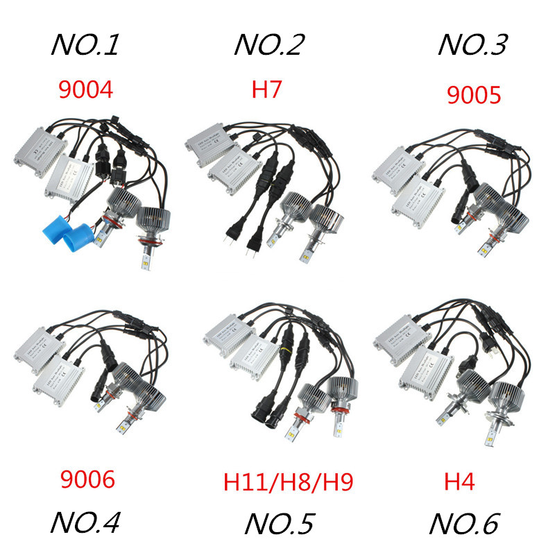 1Pair-45W-4500LM-6000K-H4-H7-H8911-9004-9005-9006-LED-Headlight-Bulbs-Conversion-Kit-995456