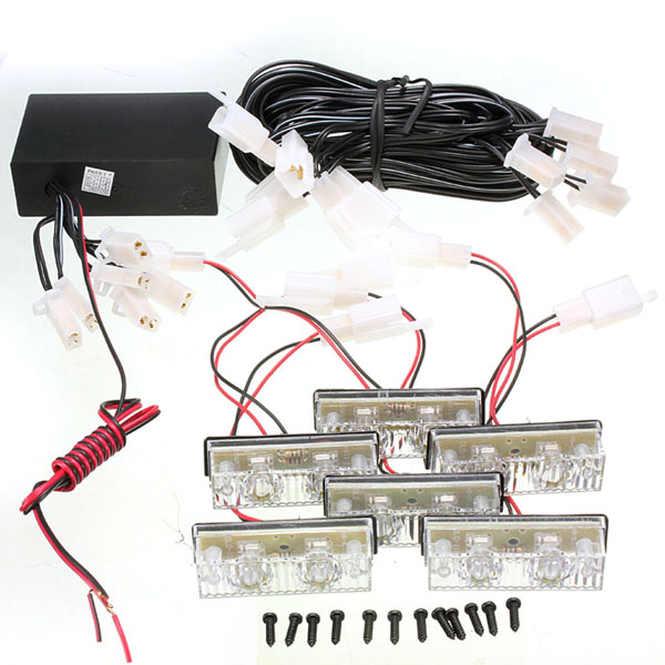 12V-2X6-LED-Bulb-Amber-White-Car-Flash-Warning-Emergency-Strobe-Light-Lamp-Bar-994036