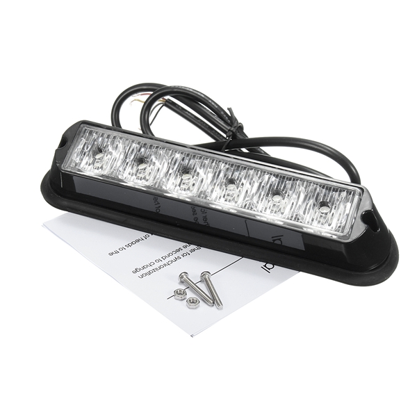 12V-Red-ampWhite-6LED-Emergency-Warning-Strobe-Flashing-Light-Bar-For-Car-SUV-1122669