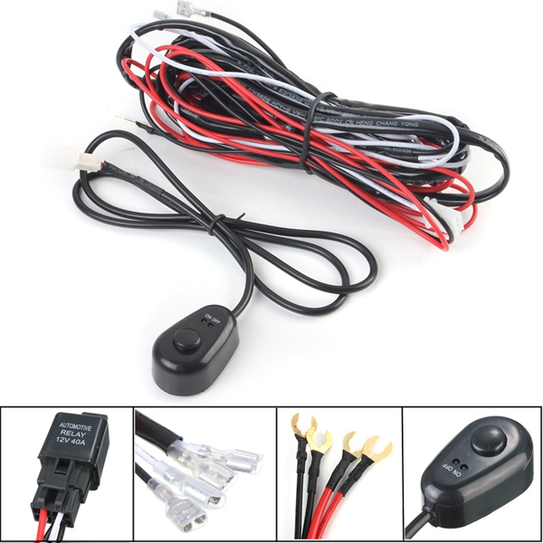 12V-40A-LED-Work-Fog-Light-Lamp-Bar-Wiring-Harness-Kit-ON-OFF-Switch-Relay-US-991258