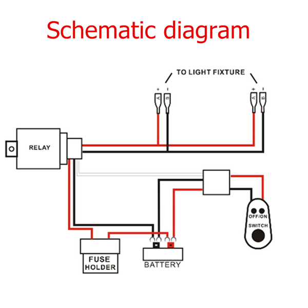 12V-40A-LED-Work-Fog-Light-Lamp-Bar-Wiring-Harness-Kit-ON-OFF-Switch-Relay-US-991258