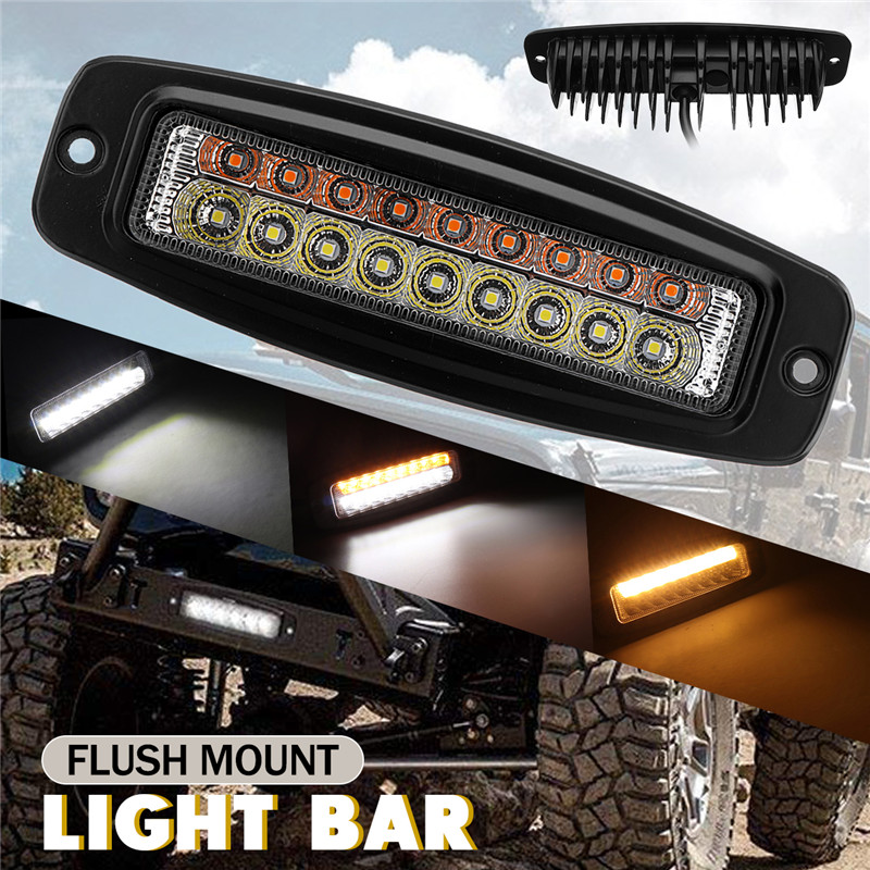 18W-1300LM-LED-Work-Light-Bar-Flush-Mount-Dual-Color-Driving-Lamp-Turn-Signal-for-Jeep-SUV-Offroad-1339673