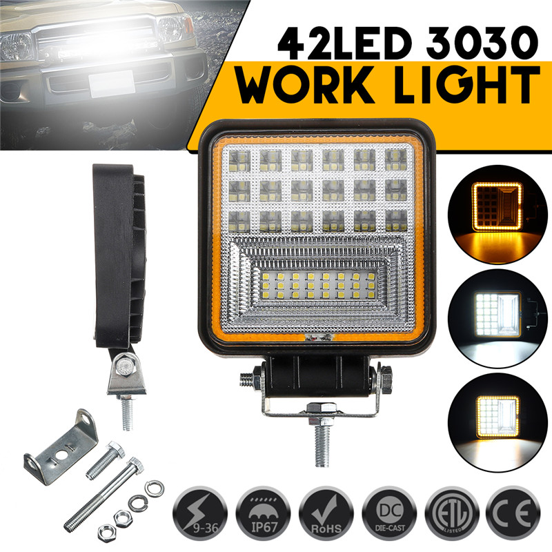 48W-42LED-Car-Work-Light-Combo-Beam-Lamp-DRL-Amber-Angel-Eye-Light-for-Offroad-1422381
