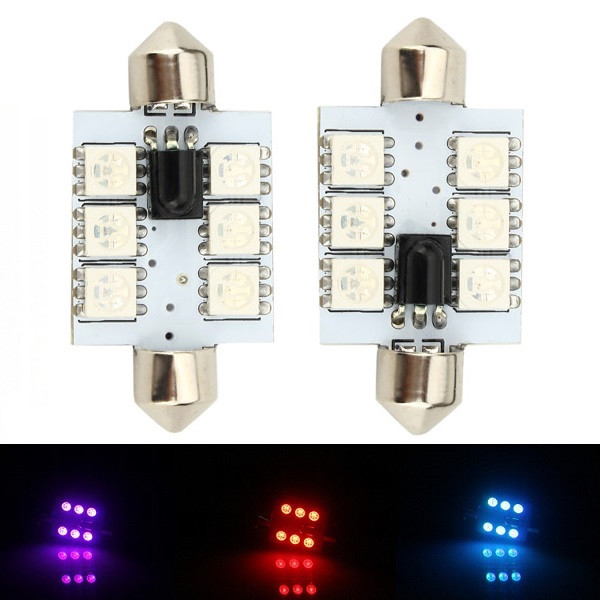 1-Pair-RGB-Remote-Control-5050-Car-LED-Light-Flash-Interior-Lamp-6SMD-41MM-1057293