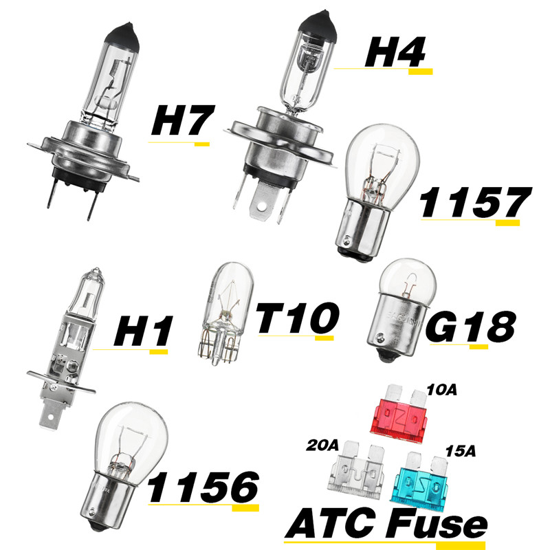 10Pcs-H4-H7-H1-1156-1157-G18-Car-Fuse-Replacement-Light-Bulb-Kit-Halogen-Lamp-Universal-1339262