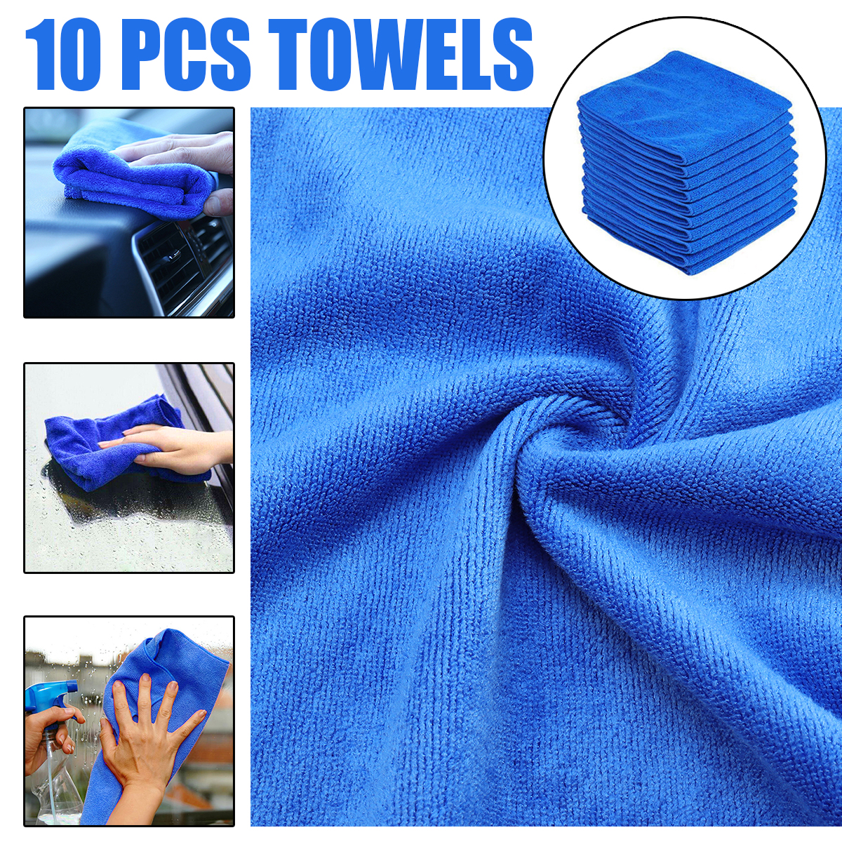 10PCS-Microfiber-Cleaning-Cloths-Washing-Towel-Blue-for-Car-Polishing-Wax-Detailing-Drying-1409803