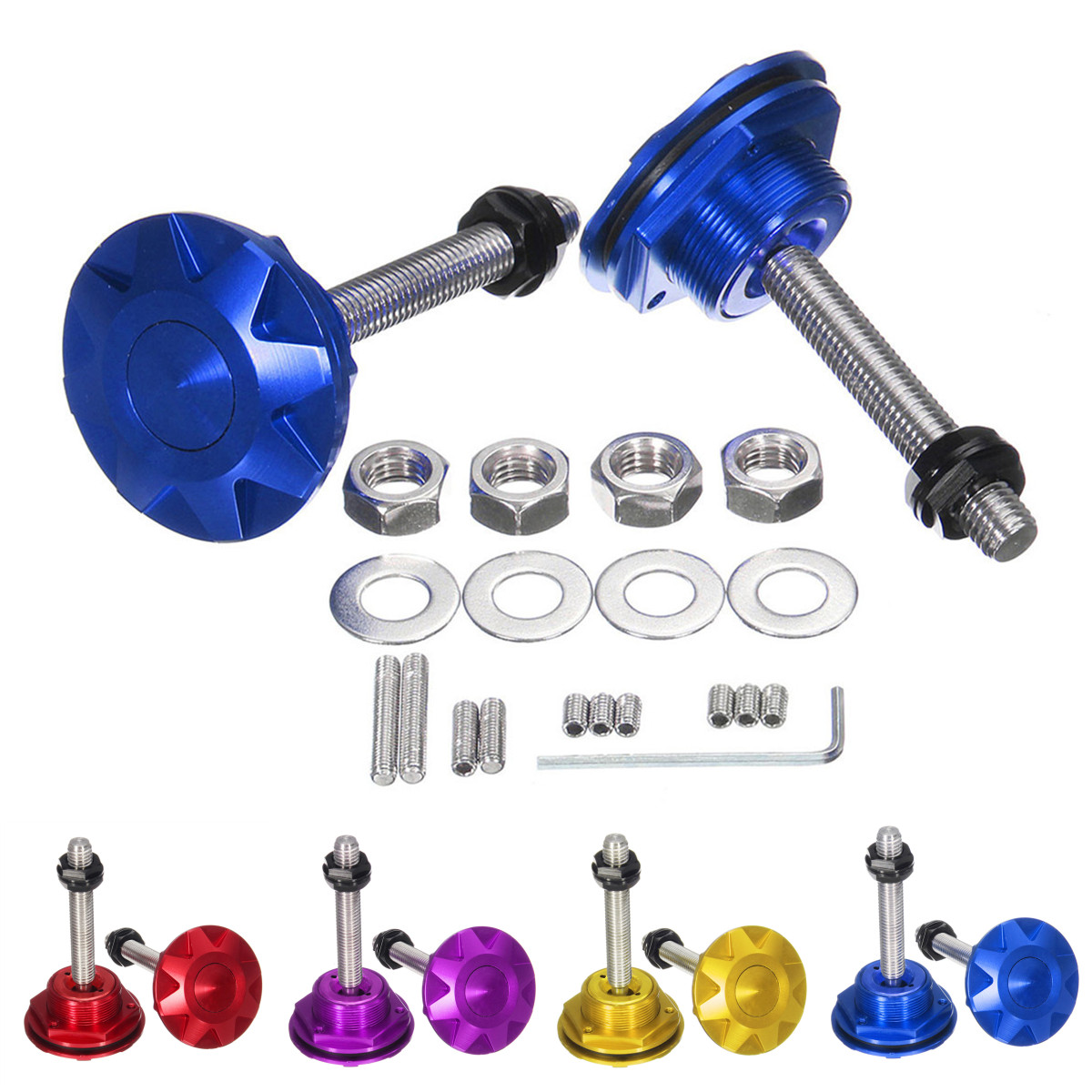 1-Pair-Universal-Metal-Push-Button-Billet-Hood-Pins-Bonnet-Release-Lock-Clip-Kit-1374856