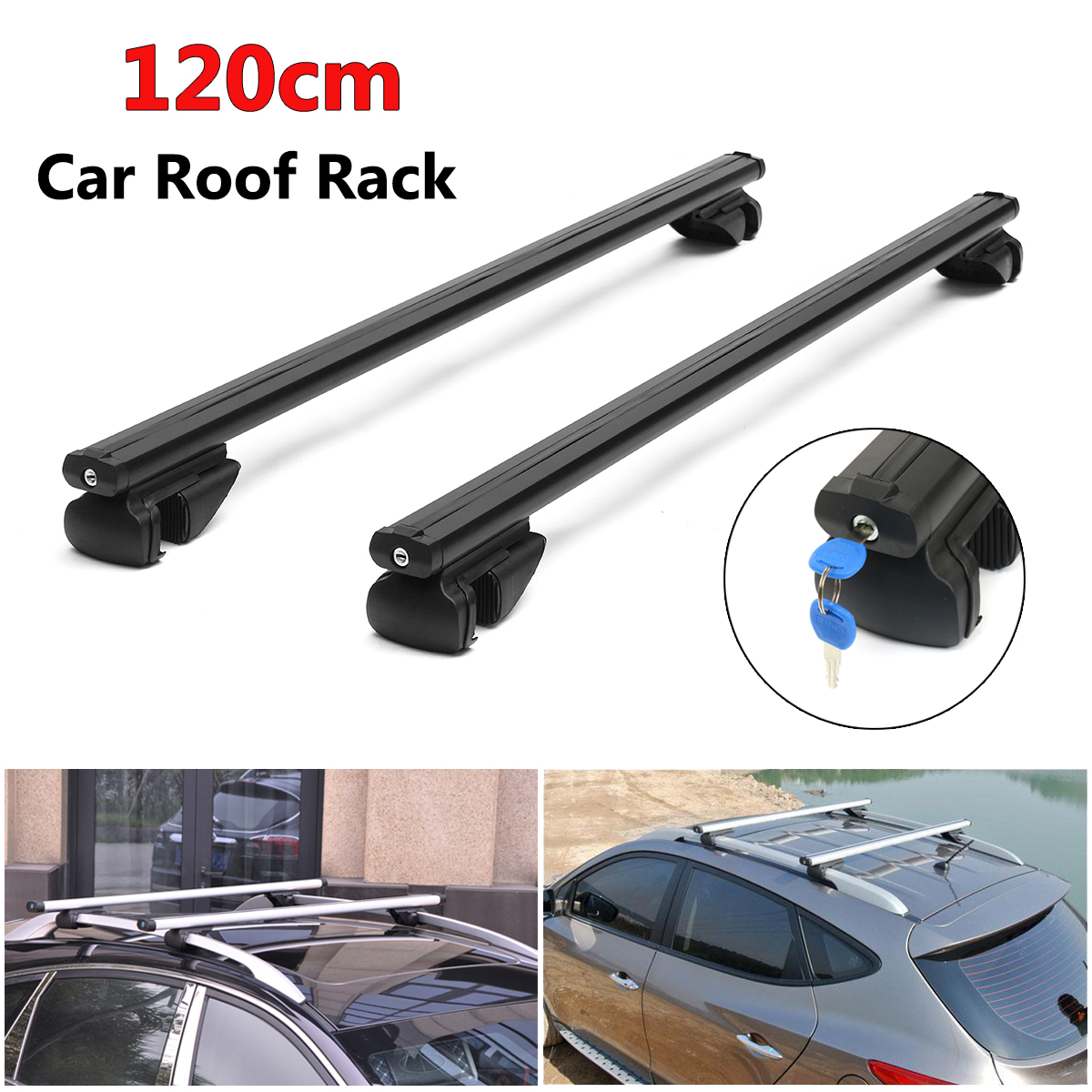 120cm-Universal-Aluminum-Car-Roof-Rack-Locking-Cross-Bars-Anti-Theft-Lockable-1341739