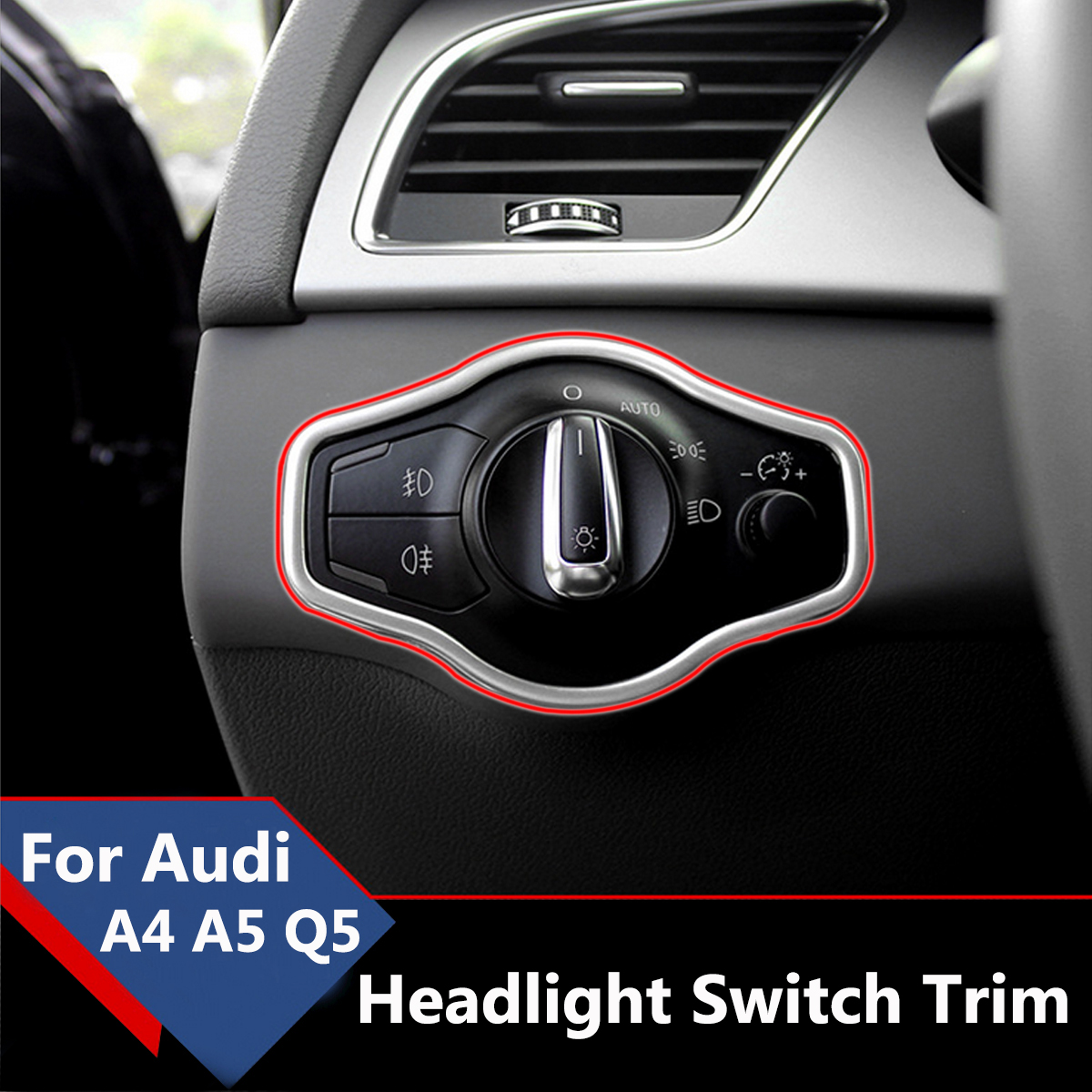 Chrome-Head-Light-Switch-Button-Cover-Trim-Frame-for-Audi-A4-S4-A5-S5-Q5-B8-1193815