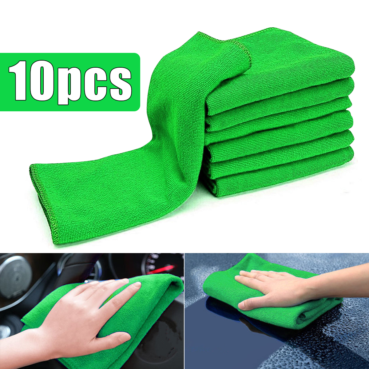 10pcs-Soft-Cleaning-Cloth-Green-Micro-Fiber-Car-Care-Duster-Towel-29x29cm-1344248