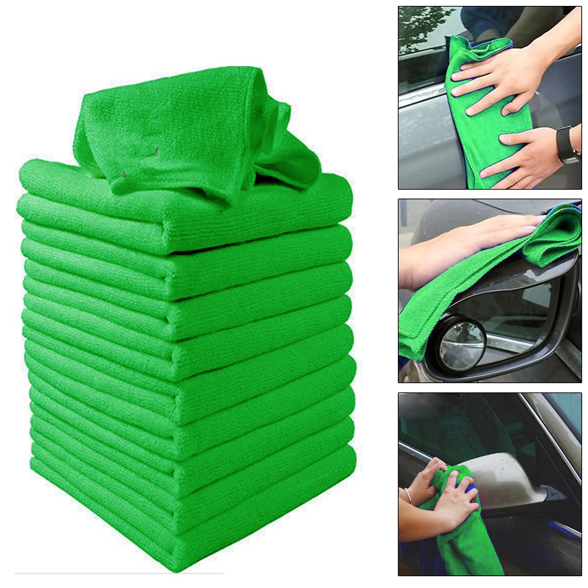 10pcs-Soft-Cleaning-Cloth-Green-Micro-Fiber-Car-Care-Duster-Towel-29x29cm-1344248